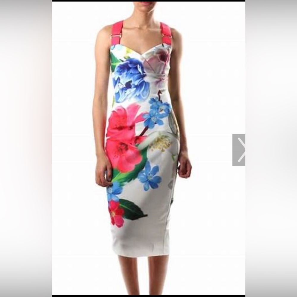 NWT Ted baker WOMEN'S FORGET ME NOT FLORAL STRAP DRESS WHITE